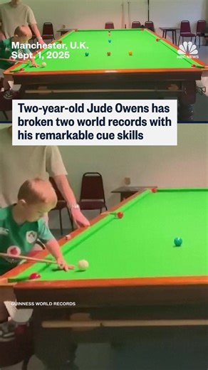 Guinness World Records announced two new titles for Jude Owens, a two-year-old "snooker prodigy" from northern England. | NBC News