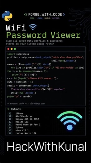 Python WiFi Password Viewer 🔐 | View Saved WiFi Profiles on Windows | Python Project