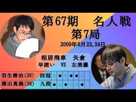 【将棋】名局のAI解析 第六十七期名人戦七番勝負 第七局 羽生善治VS郷田真隆 相居飛車 矢倉 早囲い VS 左美濃 （主催：毎日新聞社、日本将棋連盟）