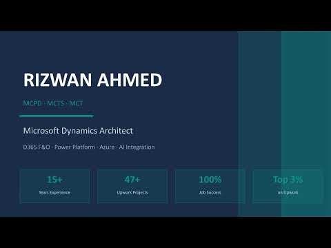 Rizwan Ahmed | Microsoft Dynamics 365 Architect | D365 F&O, Azure AI & Power Platform Portfolio