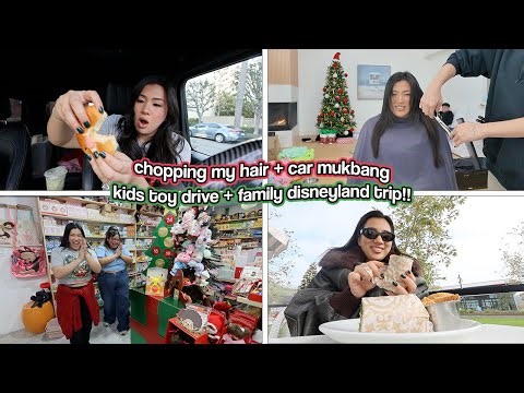 CHOPPING MY HAIR!! Car Mukbang & Kids Toy Drive!!
