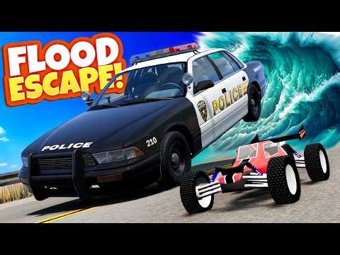 Escaping a Flood in an RC Car… Bad Idea (BeamNG Drive Mods)
