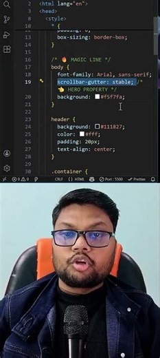 CSS Scrollbar Gutter Explained 🚀 | Fix Layout Shift Like a Pro #shorts #ytshorts #coding