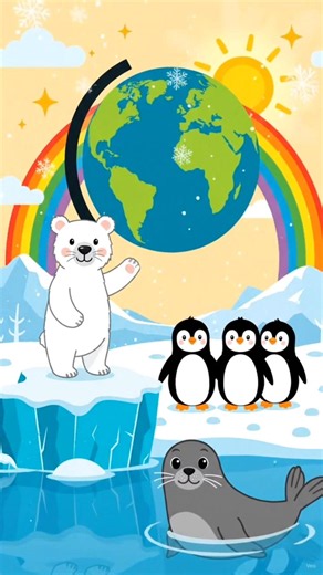 ❄️ North Pole & South Pole 🐧🐻‍❄️ | Polar Animals Song for Kids | #Shorts