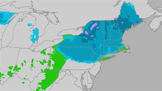 Quick system sweeps across northeast bringing snow, rain