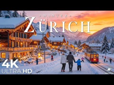 Winter in Zurich 4K ❄️ Snowy Streets, Lakeside Views & Peaceful Alpine Atmosphere