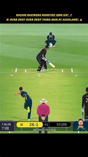 Rachin Ravindra Massive 129m Six Off Marcus Stoinis! 🚀 Auckland Stadium | RC Swipe | Expert #shorts