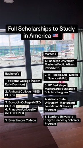 Full scholarships to study in USA: 10 colleges offering 100% aid