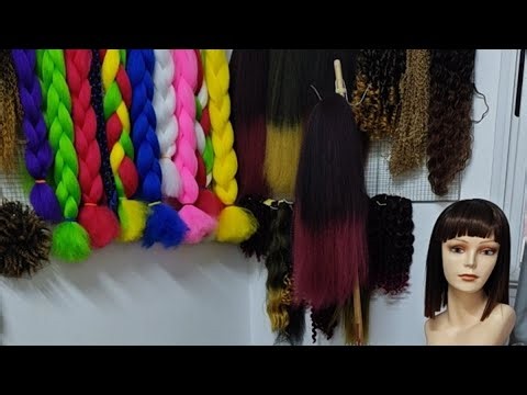 African Synthetic wig making, pre-processing: color mixing. Wig making skills. Handmade. (568)