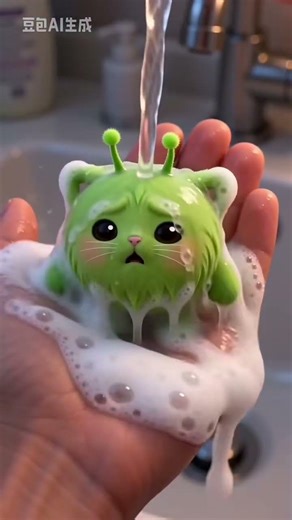 👉 “Cute Alien Cat Baby Takes a Bath on Human Hand 😲🐱👽 (So Adorable!) #shorts” #cartoon #funny #short