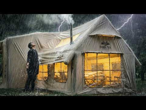 CAMPING IN HEAVY RAIN 🌧️ ASMR (4 Hours)