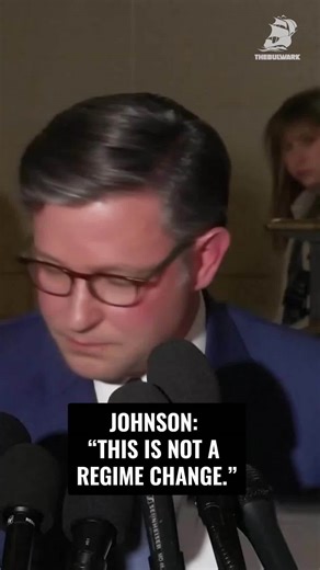 Speaker Johnson: "This is not a regime change. This is a demand for a change of behavior by a regime...We don't expect direct involvement in any other way beyond just coercing the new interim government to get that going." | The Bulwark