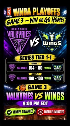 WNBA Playoffs Game 3: Valkyries vs Wings | Win or Go Home!