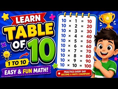 Learn Table of 10 for Kids | 10 Times Table Easy | Multiplication for Beginners
