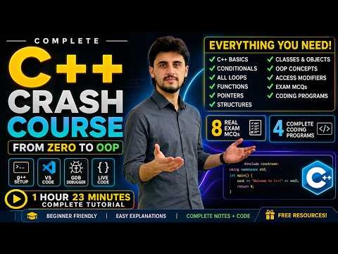 Complete C++ Course for Beginners | Learn OOP in 1 Hour (Functions, Pointers, Structures, Classes)