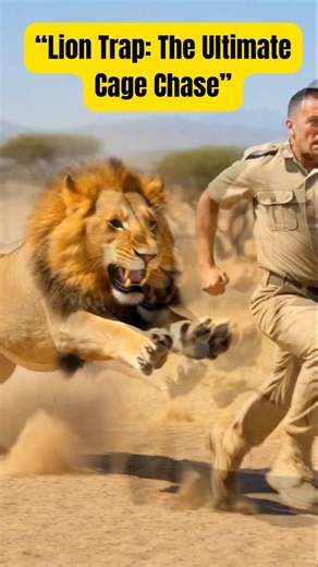 “Lion Trap: The Ultimate Cage Chase” #lion #animalattack #bear #wildlifeaction #leapard #aishorts