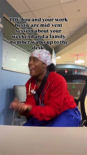 “If you see us laughing at the station, mind your business... we’re just decompressing before the next call light. 💀”Tag that one coworker who always gets you caught talking at the desk. 👇🏾😂 #nurselife, #nightshift, #nursingstation #healthcarehumor #newgradnurse #nurse #rn #workbesties❤️