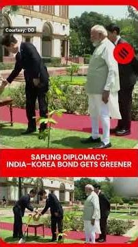 Narendra Modi and Lee Jae-myung Plant Sapling at Delhi Hyderabad House