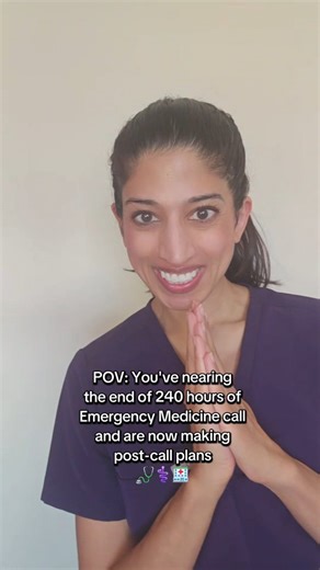 Shawna Pandya on Instagram: "Home stretch! Hour 232 of 240 of emergency medicine call and I'm already making big plans post-call, BIG plans... 😴💤🛌 👩🏽‍⚕️🩺⚕️🏥 #emergencymedicine #emergencyroom #physician #doctor #doctorlife"