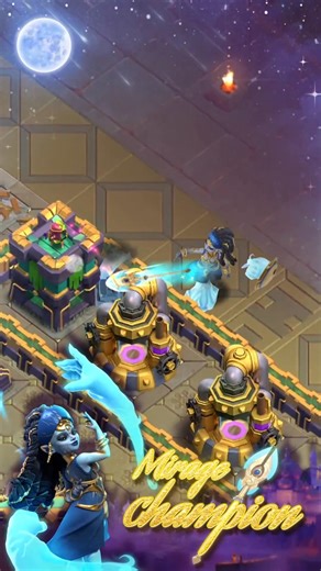 Harnessing the double-knuckled firepower of a Giant, she guards the Wish Lamp at all costs. Mirage Champion is here. | Clash of Clans
