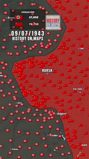 The Biggest Tank Battle in History: Kursk (1943) Every Day 1 minutes using Maps