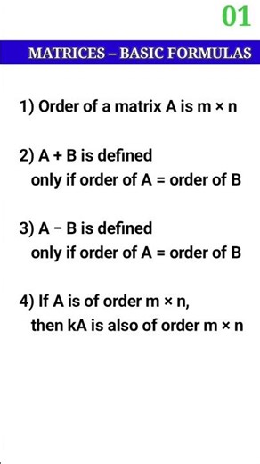 Matrices –1 - Basic Formulas | Class 12 Maths
