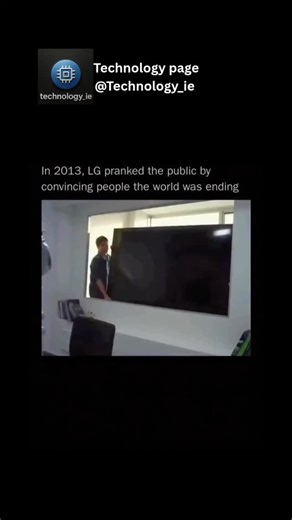 Technology page on Instagram: "In 2013, LG pulled off an epic prank that had everyone on the edge of their seats, convincing the public that the world was ending with a cleverly staged TV ad. The stunt featured a massive black screen that sparked panic and curiosity, making viewers believe an apocalyptic event was unfolding. LG used this dramatic setup to showcase the power of their new television technology, blending reality with marketing genius. The campaign sparked worldwide buzz, turning a 
