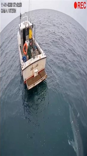 The Great white shark attacks fishing boats caught on camera 😱🦈