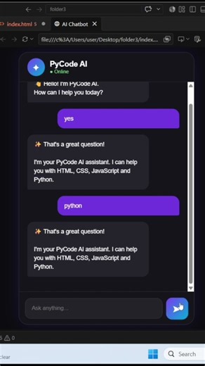 I Built My Own AI Chatbot 🤖🔥 | PyCode AI
