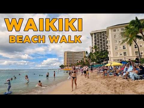 Waikiki Walking Tour 4K | Beach & Streets of Waikiki | Relaxing Walk