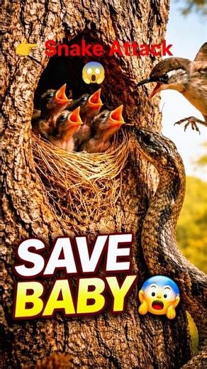 "Snake Attacks Baby Birds… Mother Fights Back 😳#viralvideo