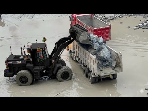🔥 Caterpillar 966D Heavy Loading Action | Big Rock Loading ASMR