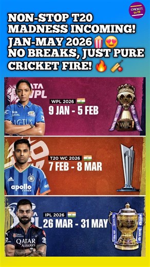 Non-stop T20 madness incoming! Jan-May 2026No breaks just pure cricket fire #cricketshorts #shorts