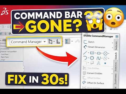 SolidWorks Command Manager Moved Fix Command Bar Back to Top in 30 Seconds!
