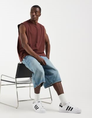 ASOS DESIGN essentials oversized tank in brown | ASOS