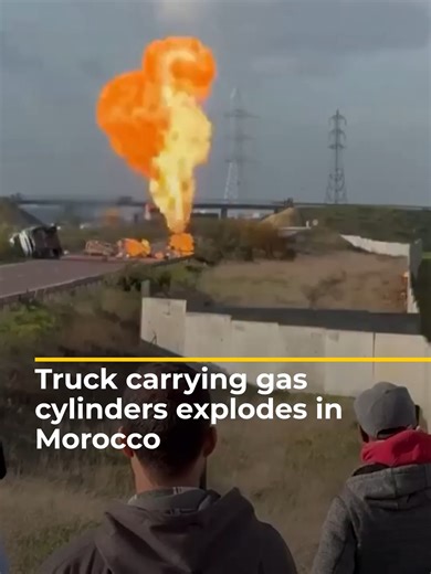 Video shows several huge explosions in Morocco following the overturning of a truck loaded with gas cylinders on the highway linking Had Soualem and Casablanca. #news