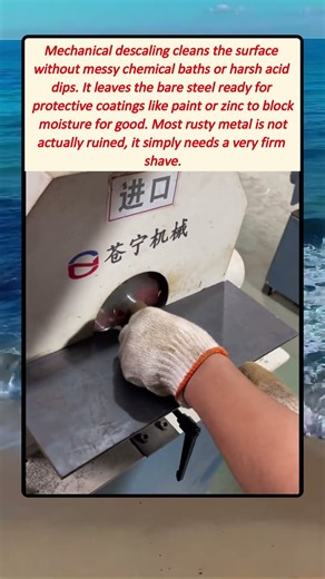 Heavy Industrial Rotary Machine Strips Thick Rust Off Metal Pipe