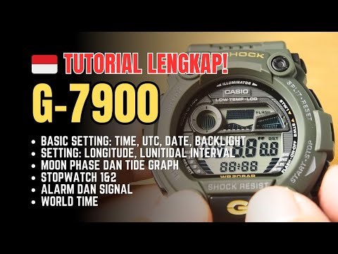 Tutorial Detail Casio G-Shock G-7900 - Cara Setting Timer, Alarm, Moon Phase, Tide Graph, dsb