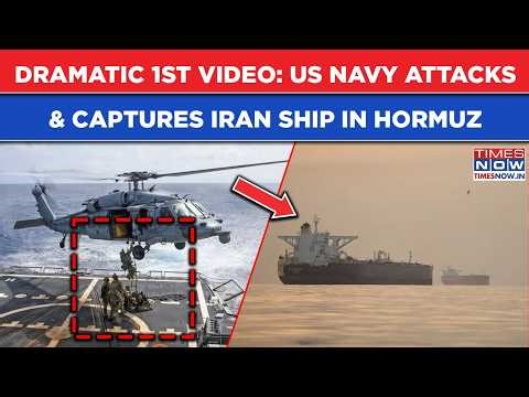 DRAMATIC 1st Video: US NAVY OPENS FIRE Then Boards & Seizes Iran Ship| Hormuz Tensions Skyrocket
