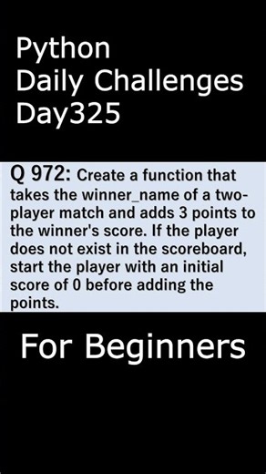 Python Daily Challenges Day325 For Beginners #programming #python #beginnersstitch