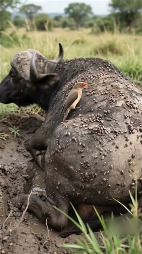 Bird Eats HUNDREDS of Ticks Off a Buffalo! 🤢🐦