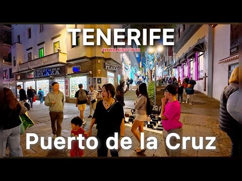 Puerto de la Cruz Tenerife Night Walk - Holiday Season 4K