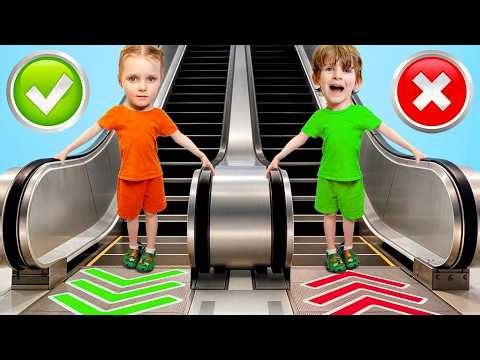 What is forbidden on the escalator? Dad teaches safety | Kids' video