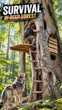 🐺 He Built a Secret Treehouse Deep in the Forest! 🌳 #bushcraft #survival #offgrid #forest #shorts