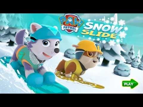 PAW PATROL! SNOW SLIDE! FUN GAME!