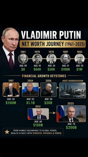 viladimir putin networth journey (1961-2025)#putin
