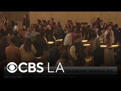 Service held for National Homeless Persons' Memorial Day in downtown LA