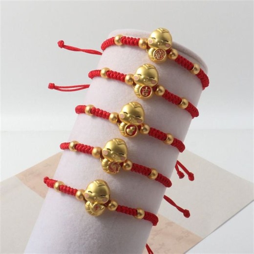 LEKGAVD Chinese Style Snake Year Bracelet Hand Rope New Year Lucky Red Rope Vintage Golden Fortune Bracelet Gift | Lazada Philippines