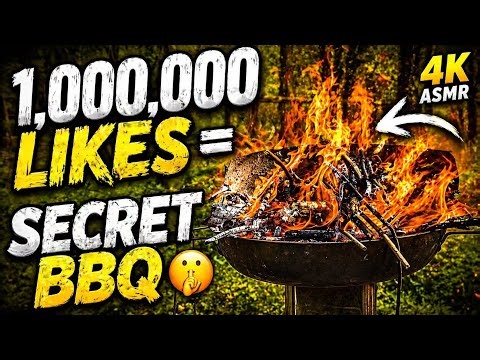 4K ASMR Fire Grill 🔥 Relaxing BBQ Sounds | 1M Likes = Secret BBQ Recipe in Comments 😏