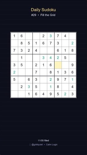 Daily Sudoku #29 — Can You Solve It? 🧩 #Shorts